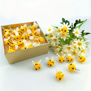 20pcs Cute Mini Bee Pom Pom Decorations for Crafts Party Favors Flower Arrangements & DIY Projects