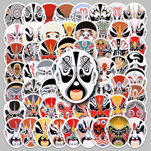 60 Pieces Do Not Repeat Chinese Style Peking Opera Huadan Facial Makeup Stickers Suitcase Refrigerator Luggage Waterproof Car Stickers