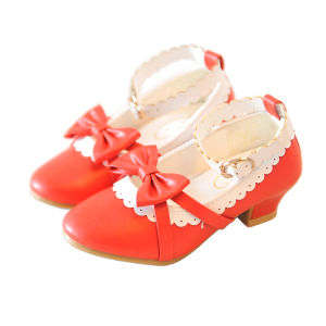 รองเท้าหนังสำหรับเด็กผู้หญิงฤดูใบไม้ผลิและฤดูใบไม้ร่วงรองเท้าชั้นเดียวหนังแท้สำหรับเด็กแบบใหม่แฟชั่นรองเท้าส้นสูงเอลซ่าหิมะน้ำแข็งรองเท้าเจ้าหญิงแนววินเทจสไตล์เกาหลี