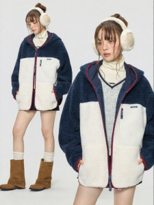 Turn Signal | Stylish Spliced Faux Shearling Womens Jacket Warm Loose Hooded