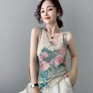 Phong Cách Châu Âu Mùa Hè Nhiều Màu Sắc Dây Áo Vest Nữ Áo Khoác Ngoài Đế Áo Sơ Mi Slim Fit In Hình Thời Trang Áo Thun Không Tay