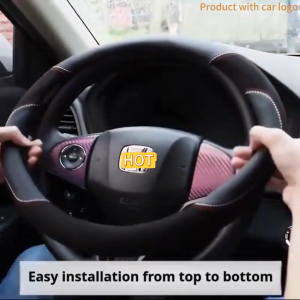 Hyundai Car Steering Wheel Cover (Round Shape Black) Leather Suitable for All Hyundai Cars Elantra Grand Starex Santa Fe Sonata Tucson Matrix Accent 38CM