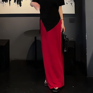 Elegant Red High Waist Fish Tail Skirt Womens Summer New Style French Lady Half Body Skirt Slimming Effect Korean Style