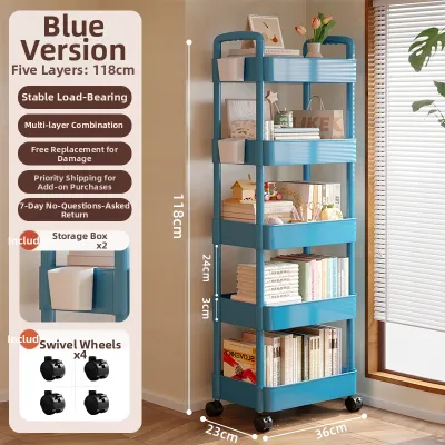 Compact Multi-layer Mobile Bookshelf Shelf