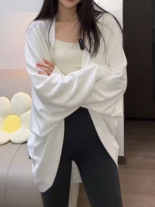 เสื้อคลุมโยคะแขนยาวสไตล์ฝรั่งเศส ทรงหลวม ทรงเข้ารูป แฟชั่นฤดูใบไม้ร่วง สำหรับผู้หญิง ผ้าฝ้ายผสมโพลีเอสเตอร์