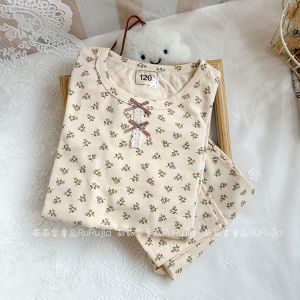 Pure Cotton Thermal Underwear Set for Children Autumn Winter Home Clothes Warmth Comfortable No Bone Baby Clothes Boys Girls