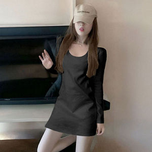 Long Shark Pants White Shirt Inner Bottoming Shirt Womens 2024 New Arrival Can Be Worn outside in Autumn and Winter T-shirt Silm Long T Skirt