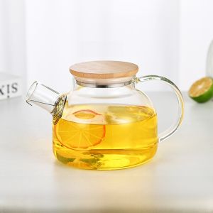 High Borosilicate Glass Water Pot Heat Resistant Tea Brewing Bottle Cold Water Cup Fridge Cooling Set Japanese Style Handmade