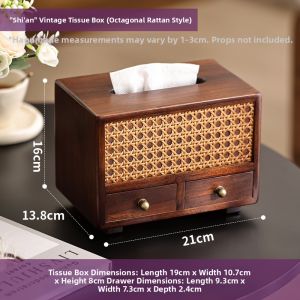 YILI DECO | Vintage Style Wooden Tissue Box