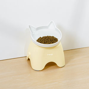 Mango Mango Pet Neck Protection Ceramic Cat Bowl Cat Food Bowl High Foot Oblique Mouth Rice Bowl Anti-Tumble Dog Bowl Food Basin Bowl
