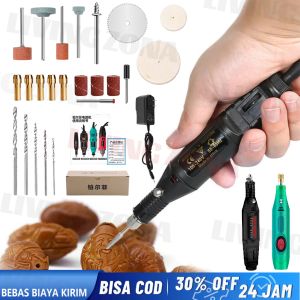 24pcs/Set Mesin Gerinda Mini Elektrik 100V-240V Pengaturan Tanpa Langkah Kecepatan Electric Grinder Mengukir Alat Pena Bor Mini Alat Pena Ukir Listrik Penggiling 3000-18000 Putaran/Menit untuk Milling Polishing