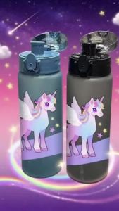3D Printed 780ml Cute Unicorn Plastic Water Cup with Hand Outdoor Water BottlePVC-Free Leak-Proof Matte Finish,Fade-Resistant