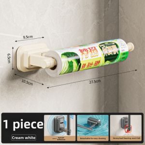MOSHANG | Suction Cup Kitchen Paper Towel Holder Cabinet Mounting No Drilling Fresh Film Storage Hanging Cloth Rack Paper Roll Holder