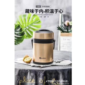 Food3 Layers Food Thermos with 2 Compartment Vacuum Insulated Stainless Steel Food Jar with Insulated Lunch Bag for Adult and Kids