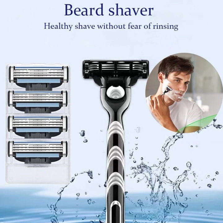 Shaving Tri Razor Triple Manual Razor Shaver with 8 Blades, Original Men's Face Shaver 3 ...