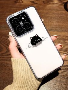 เคสโทรศัพท์มือถือรุ่นใหม่รูปแมวสีขาวดำ ใส ป้องกันการตกหล่น ดีไซน์เรียบง่าย น่ารัก สำหรับผู้ชายและผู้หญิง รุ่นใหม่สำหรับ Xiaomi 17PROMAX