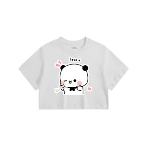 WILIANDI Kaos T-shirt Crop Top Anak Perempuan Korean Style Motif Panda Lucu Usia 2-11 Tahun Berkualitas