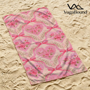 BILIBILI | Heart Rose Ribbon Quick Drying Beach Towels Ultra Lightweight Fast-drying Super Absorbent It is a must-have item for summer