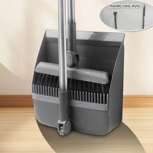 Broom with Dustpan Adjustable Long Handle Standing Broom and Dustpan Set for Indoor & Outdoor Sweeping Home Office Kitchen