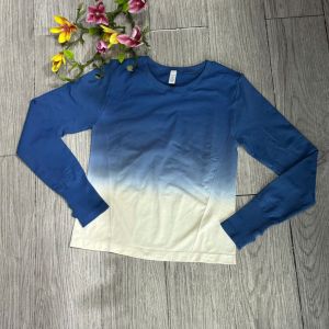 Áo thun nữ tập gym yoga pickleball phủ bụng loang màu dài tay xỏ ngón thun dệt kim cao cấp BINSPORTS A313