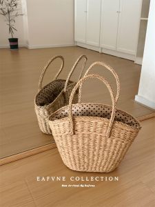 Straw Bag Woven Bag Womens Summer Seaside Beach Vacation Style New Arrival French Retro Internet Celebrity Hand-Carrying Rattan Weave Bag