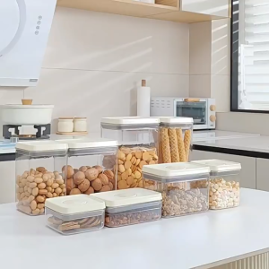 Toples Snack Cereal Box Susu Bubuk Storage Jar Tempat Bumbu Makanan Tutup Tekan Kedap Udara Transparan