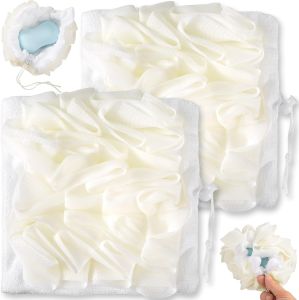 4Pcs 2-in-1 Exfoliating Bath Sponge Balls Large Bath Bubble Ball Soap Loofah Pouch Body Scrub Exfoliating Back Brush Skin Cleaner Balls Bathroom Supplies