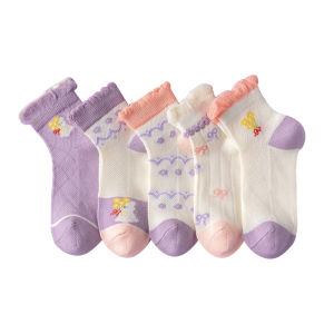 MiiOW | Breathable Thin Cotton Socks For Girls Children Mid-calf Summer Socks Mesh Design Comfortable Spring Summer Baby Girl Socks