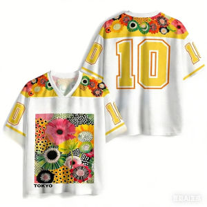 Bandai | 2026 Summer Hot Selling Fashion New Tokyo Art Flower Design T-shirt Cool Hip Hop Street Parent Child V-neck T-shirt Large