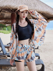 ชุดว่ายน้ำสปอร์ต 3 ชิ้น แขนยาว คลุมหน้าท้อง ชุดว่ายน้ำสำหรับนักเรียน แห้งเร็ว ไซส์ใหญ่ ชุดว่ายน้ำสำหรับผู้หญิง