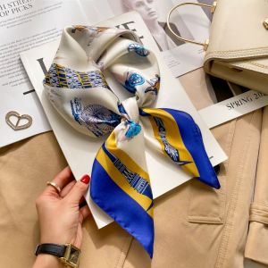 ผ้าพันคอไหมสีดำขาวสไตล์มินิมอล ผ้าพันคอไหมสีสันสดใส ผ้าพันคอผ้าซาติน ผ้าพันคอผ้าไหมเทียม ผ้าพันคอผ้าพันผม ผ้าพันคอแบบมีสไตล์