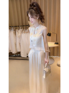 SHANGSHA | Elegant Luxury Womens Chinese Style White Leisure Suit