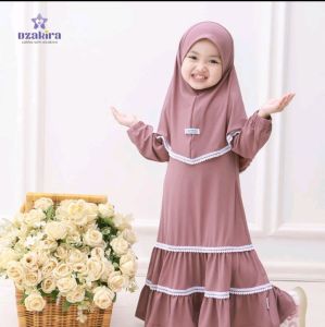 Promo gamis anak 1-8 tahun renda pompom kirana jersey terbaru murah