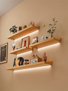 Wall Mounted Wooden Shelf with Light