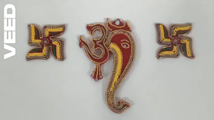 Small Om Ganpati Rangoli Sticker for Door & Wall Decor | Traditional Indian Festive Decoration Sticker for Home Pooja & Gift Use