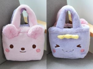 Adorable Cartoon Sanrio Girls Double Sided Plush Handheld Storage Bag Minion Kids Small Bag Toy Organizer Tote Bag