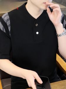 HENGYUANXIANG | Casual Short Sleeve Polo Shirt Mens Thin Summer Korean Version Stand Collar Trendy Slim Fit Youthful Urban Style Cotton Polyester Blend