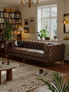 American retro light luxury genuine leather living room sofa