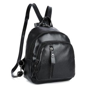 Mini Backpack Fashion Versatile Waterproof Soft Leather Backpack Korean-style Zipper Small Backpack Convertible Shoulder Bag