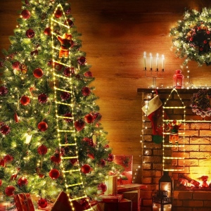 Christmas Decoration Santa Claus Climbing Ladder Light String Illusory RGB Light String Outdoor Staircase Light