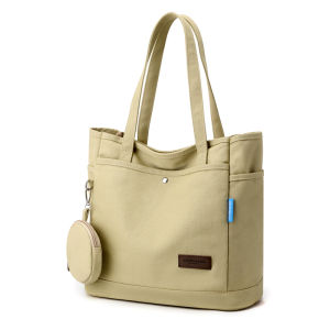 Pink Canvas Tote Bag Women Large Capacity Shoulder Handbag Commuter School Class Trendy Simple Handbag Casual Shopping Bag