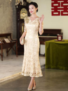 Wedding Party Mom Dress Dress Young Western Style Fashion Mother-in-Law Evening Gown Classy Daily Style Wedding Dress