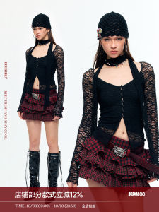 Áo Knit Dây Nơ Ren Ngọt Ngào Phong Cách Punk Romatic