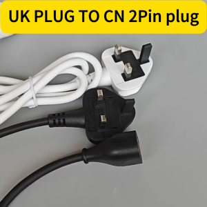 White Black Ultra-thin UK Plug TO CN 2pin Plug 0.5 Meter 1m 2m 3m Cable Cord Power Strips 1 Way Gang Single Extension Cord Power Charging Extension 3 Pin Adapter Plug TO China 2 Pin Pure Copper Cable Socket One 1 Plug Extension Cord Travel Wall 延长线插座