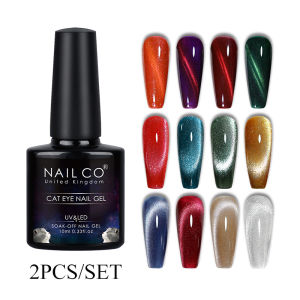 NAILCO 2pcs/Set Cat Eye Gel polishes Transparent Crystal Magnetic Nail Polish UV Gel Nail Art Vernis Soak Semi Permanent Varnish