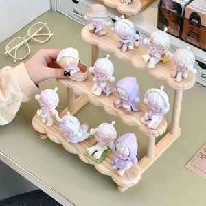 3 Tier Wooden Ladder Display Riser Shelf Figure Display Cabinet Cute Dolls Storage Box Makeup Organizer for Perfume