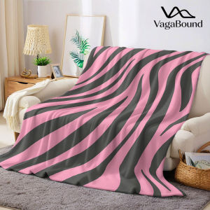 Chăn Flannel Ngựa Vằn Màu Hồng Ấm Áp Mềm Mại Phong Cách Hiện Đại Lông Cừu San Hô Trang Trí Ghế Sofa Quà Tặng Mọi Mùa Chống Xù Lông Di Động Halloween Giáng Sinh