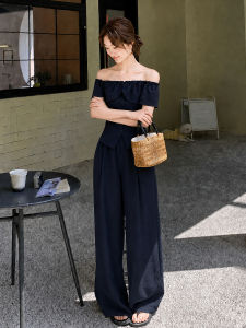 SUYE | French Off-shoulder Ruffle Slimming Outfit