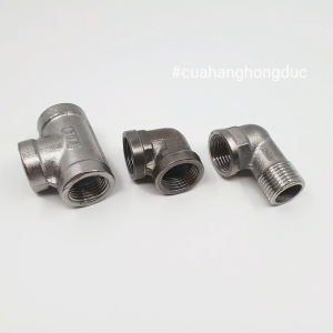 Phụ Kiện Nối Ống Inox 304 Phi 21 (1/2 inch) Co Tê Ren Trong Ren Ngoài (1 cái)