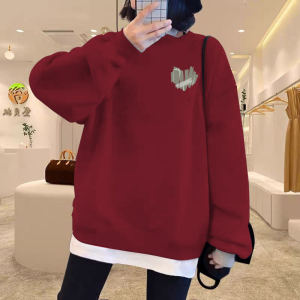 เสื้อสเวตเตอร์คอกลมแขนยาวผ้าขนแกะลายตัวอักษรสำหรับผู้หญิง ทรงหลวม ทรงเข้ารูป แฟชั่นฤดูใบไม้ผลิและฤดูใบไม้ร่วง